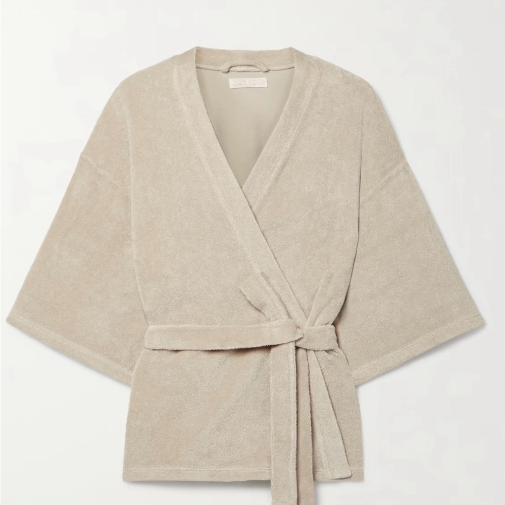Suzi Kondi Cream Kimono-Style Belted Wrap robe
